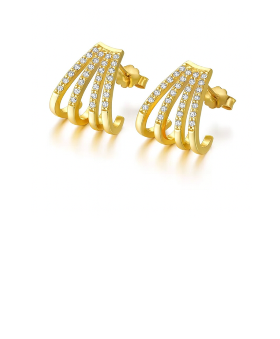 Gold stud earrings with diamond accents 