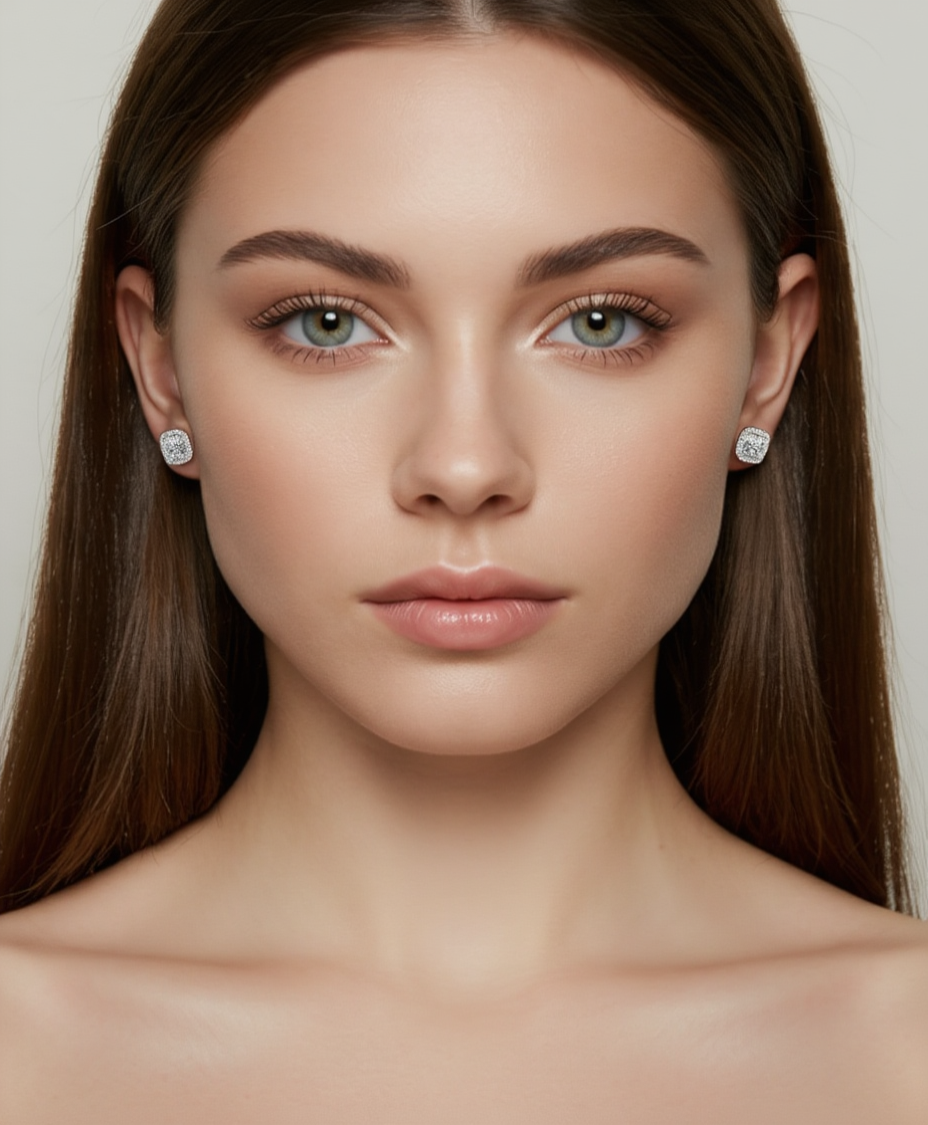 Solitaire Halo Stud Earring