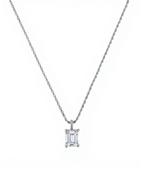 Emerald Cut Solitaire Necklace Silver