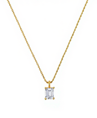 Emerald Cut Solitaire Necklace Gold