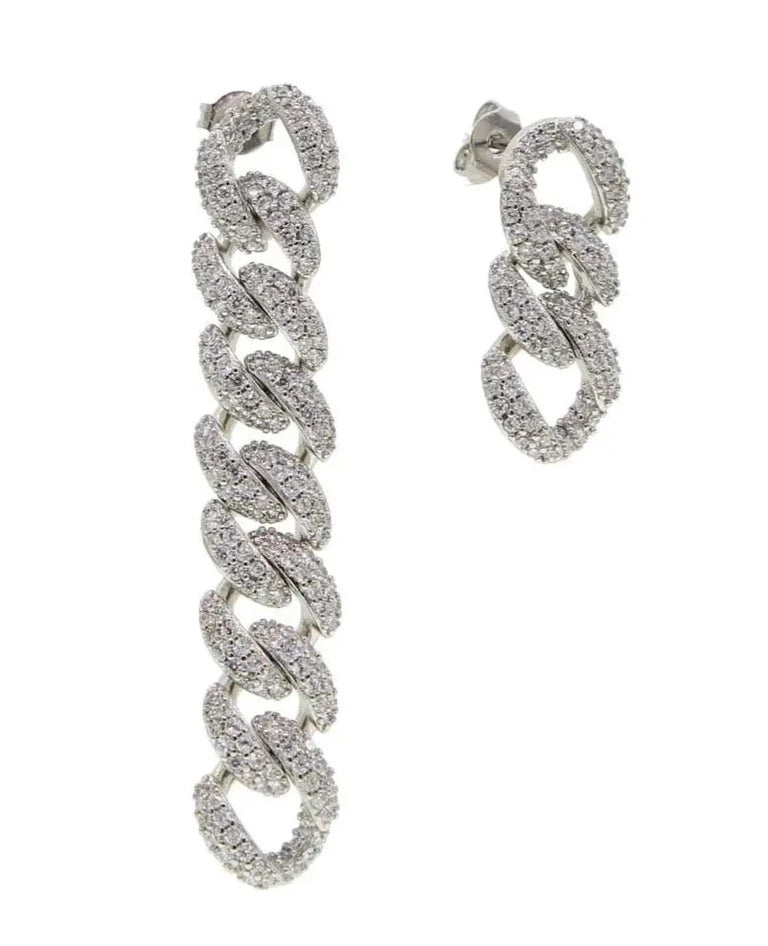 Zanita Asymmetric Link Earrings Silver