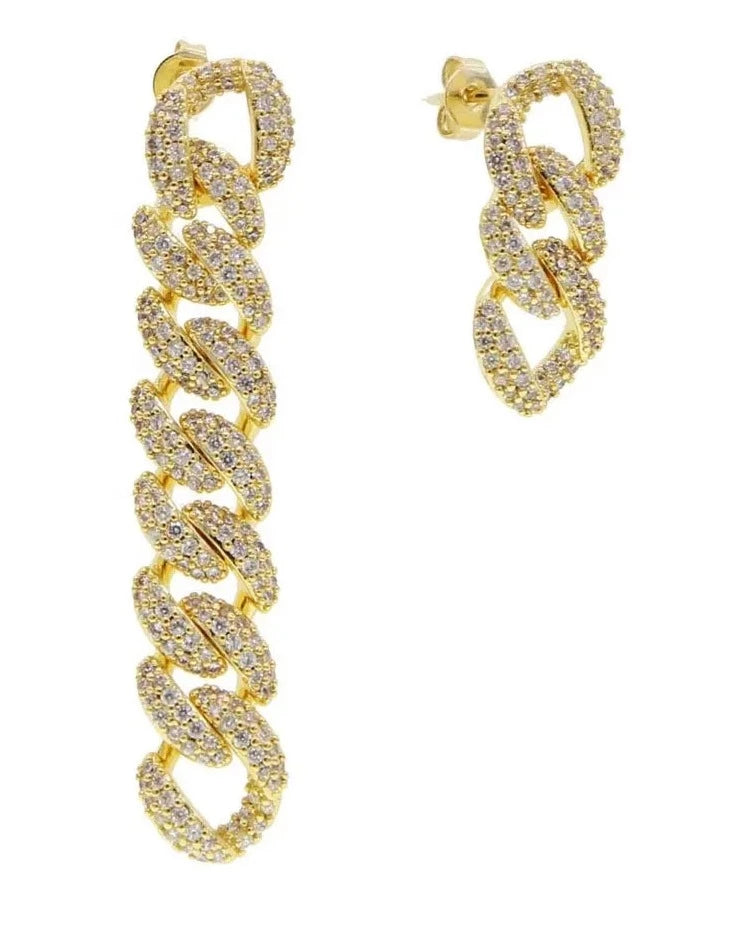 Zanita Asymmetric Link Earrings Gold