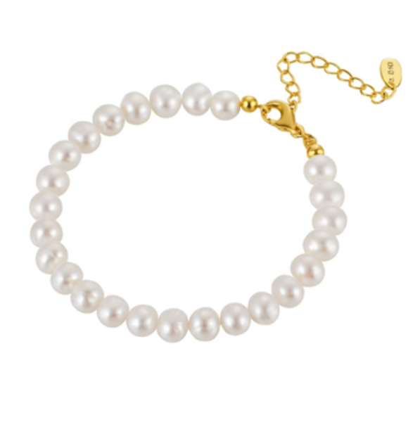 Gold Freshwater Pearl Bracelet 6-7mm
