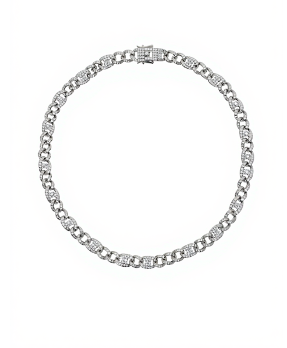 Crystal Encrusted Cuban Necklace 8mm 
