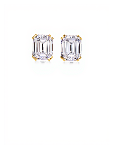8 CTW Gold Emerald Cut Earrings