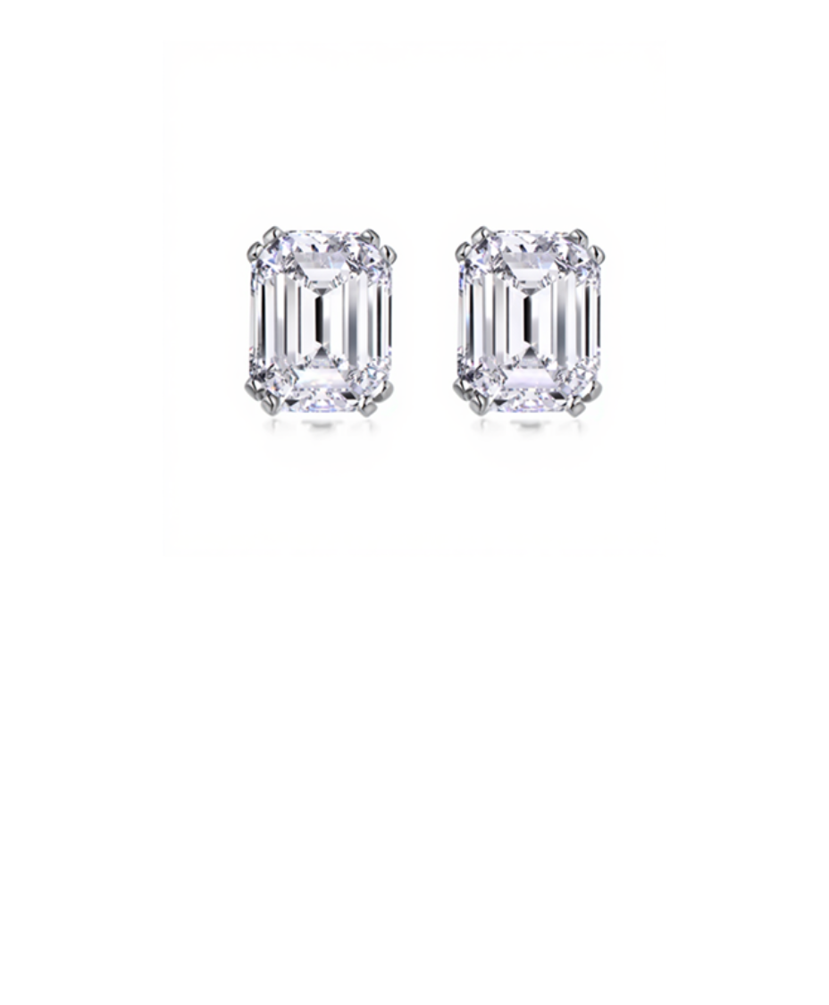 8 CTW Emerald Cut Earrings