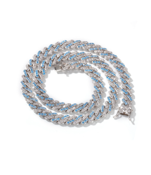 Tori Cuban Crystal Necklace Light Blue