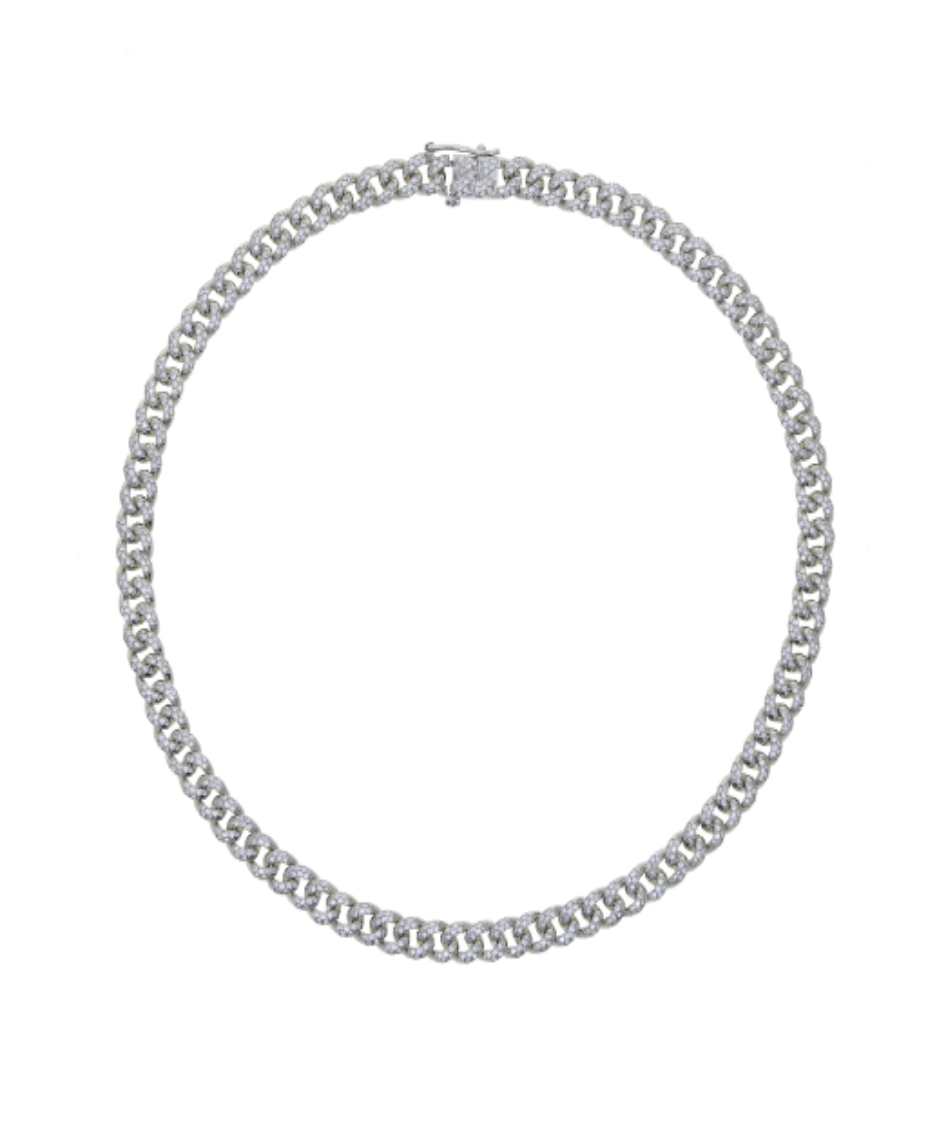 Mini Cuban Crystal Necklace Silver