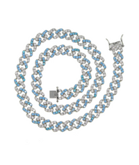 Cosmo Cuban Crystal Necklace Light Blue
