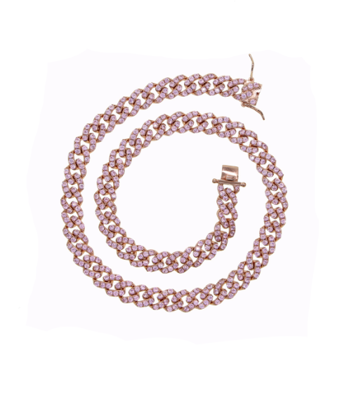 Cosmo Cuban Crystal Necklace Pink