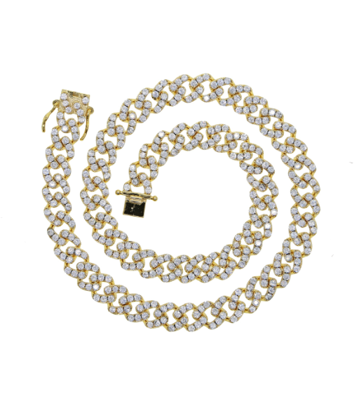 Cosmo Cuban Crystal Necklace Gold