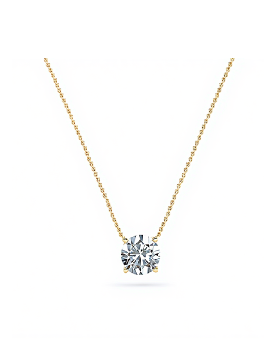 Floating Solitaire Gold Necklace 3ct 4ct