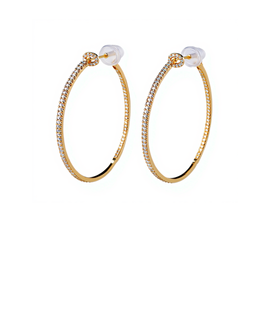 Rhinestone Gold Hoop Earrings