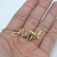 Butterfly Name Necklace 18k Gold Plated (Personalized)