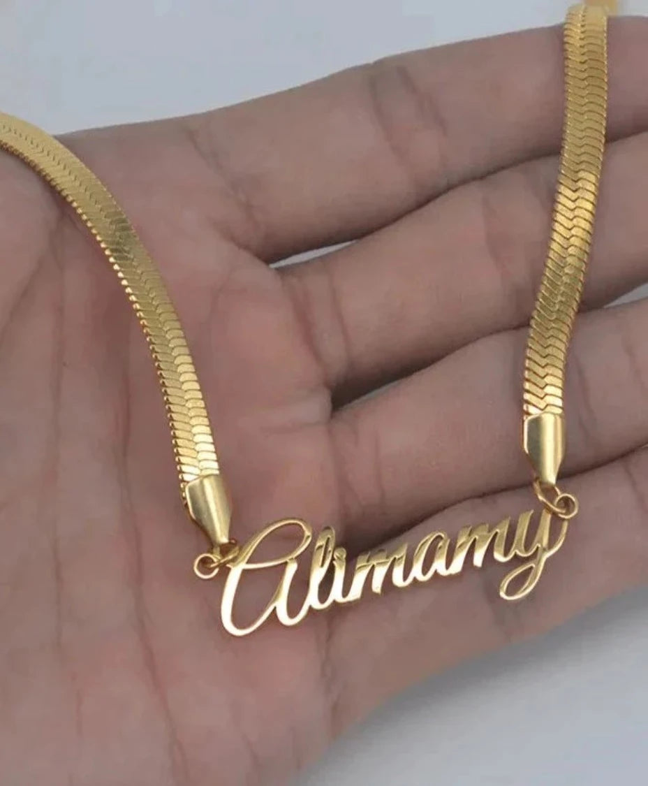 Snake Chain Name Necklace 18k Gold Plated (Personalized) 41cm