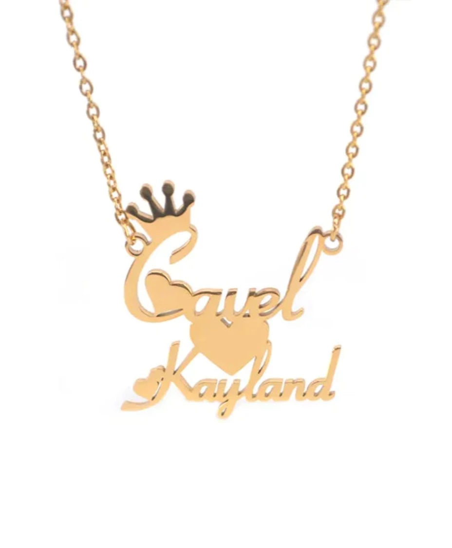 Two Names Triple Heart Necklace 18k Gold Plated (Personalized)