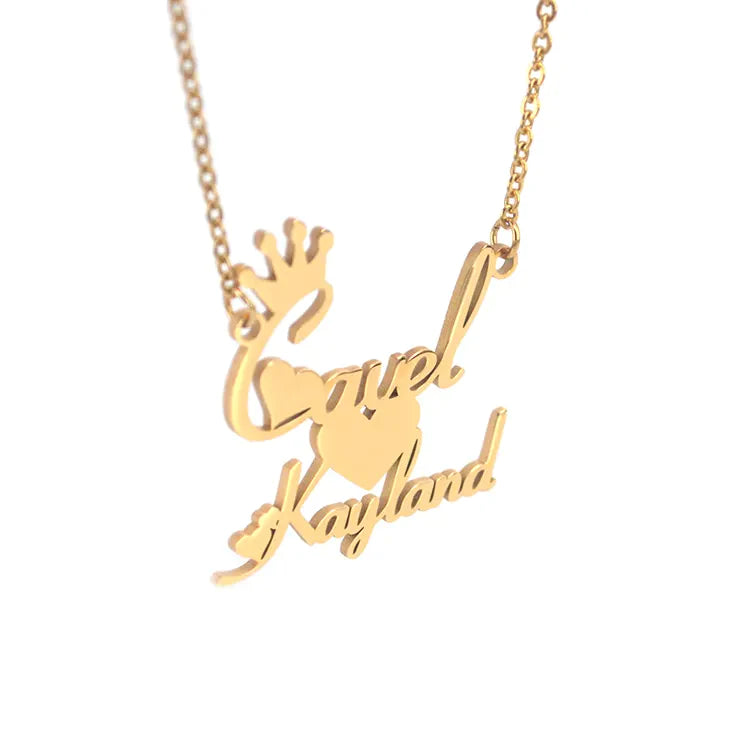 Two Names Triple Heart Necklace 18k Gold Plated (Personalized)