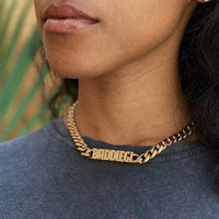 Cuban Chain Link Name Necklace 18k Gold Plated (Personalized)