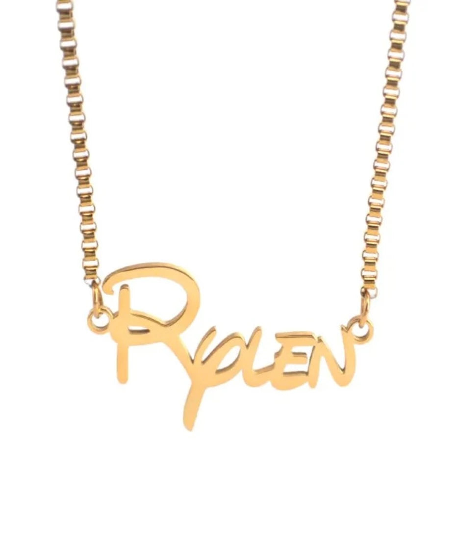 Box Chain Name Necklace 18k Gold Plated (Personalized) Gold