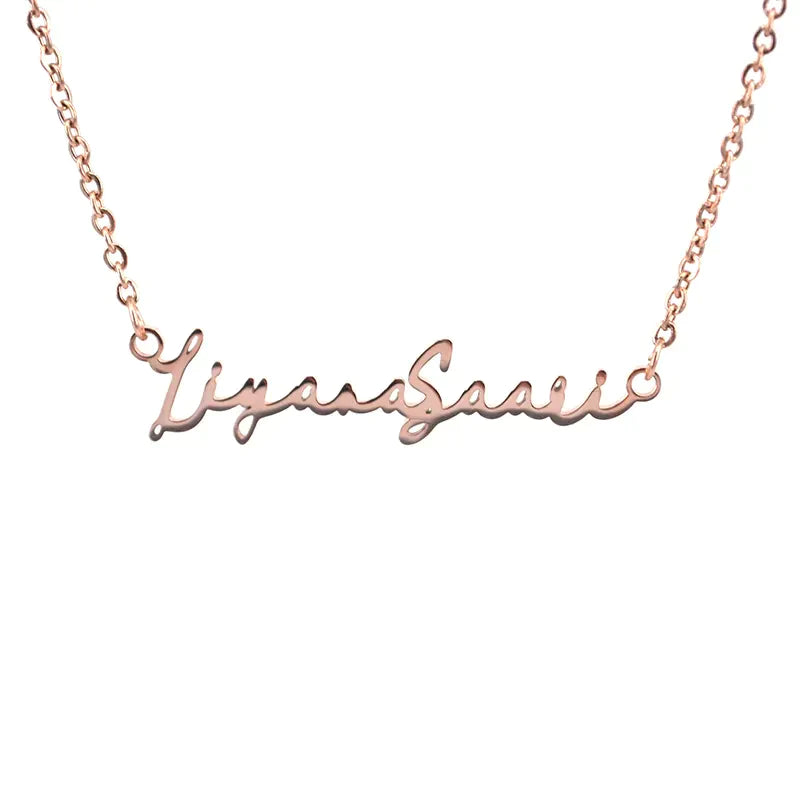 Cuban Chain Name Necklace 18k Gold Plated (Personalized) Rose Gold