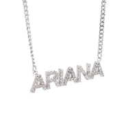 Link Chain Crystal Name Necklace White Gold (Personalized)