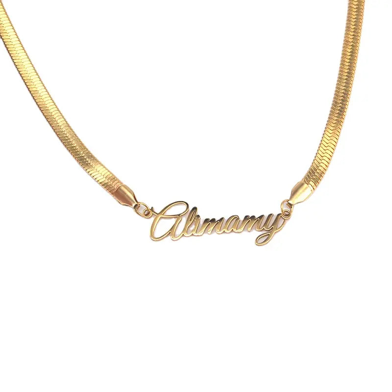 Snake Chain Name Necklace 18k Gold Plated (Personalized)