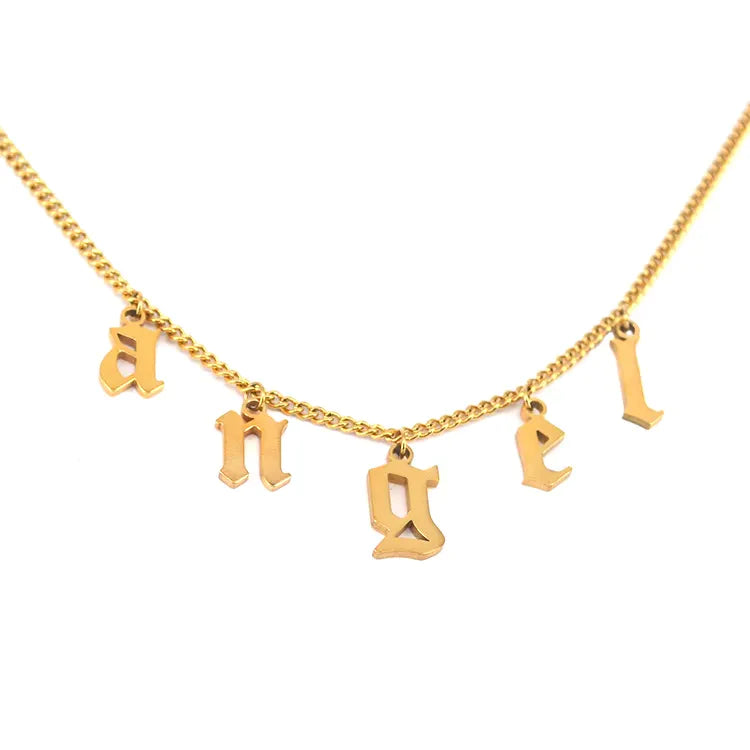 Vogue Charm Name Necklace 18k Gold Plated (Personalized)