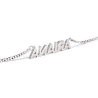 Link Chain Crystal Name Necklace White Gold (Personalized)