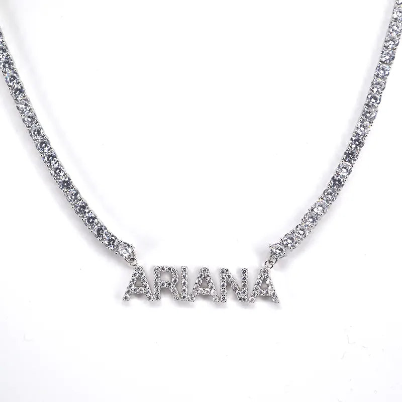 Glitz Tennis Crystal Name Necklace (Personalized)