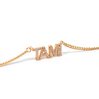 Link Chain Crystal Name Necklace 18k Gold Plated (Personalized)