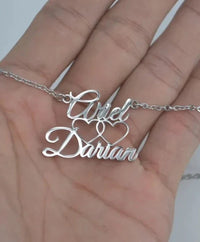 Two Names Double Heart Necklace (Personalized)