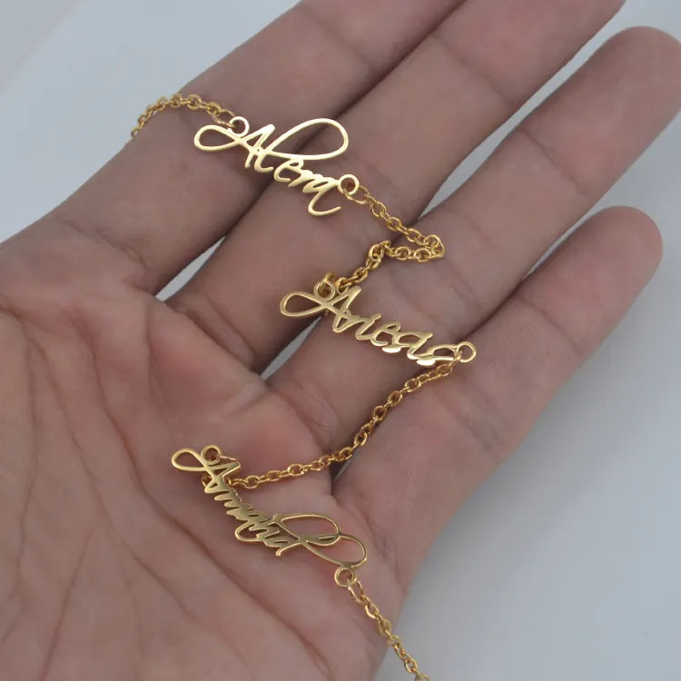 Trendy Three Name Necklace 18k Gold Plated (Personalized)