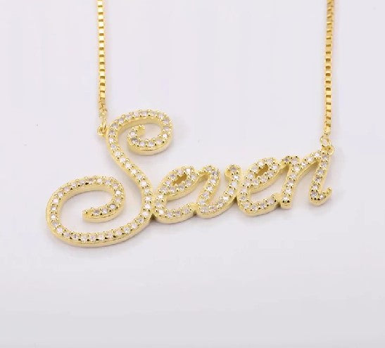 Luxury Crystal Name Gold Necklace 18k Gold Plated (Personalized)