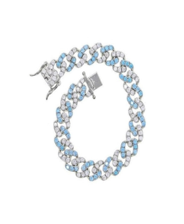 Sierra Multi Cuban Crystal Link Bracelet Light Blue