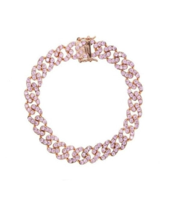 Sierra Multi Cuban Crystal Link Bracelet Pink