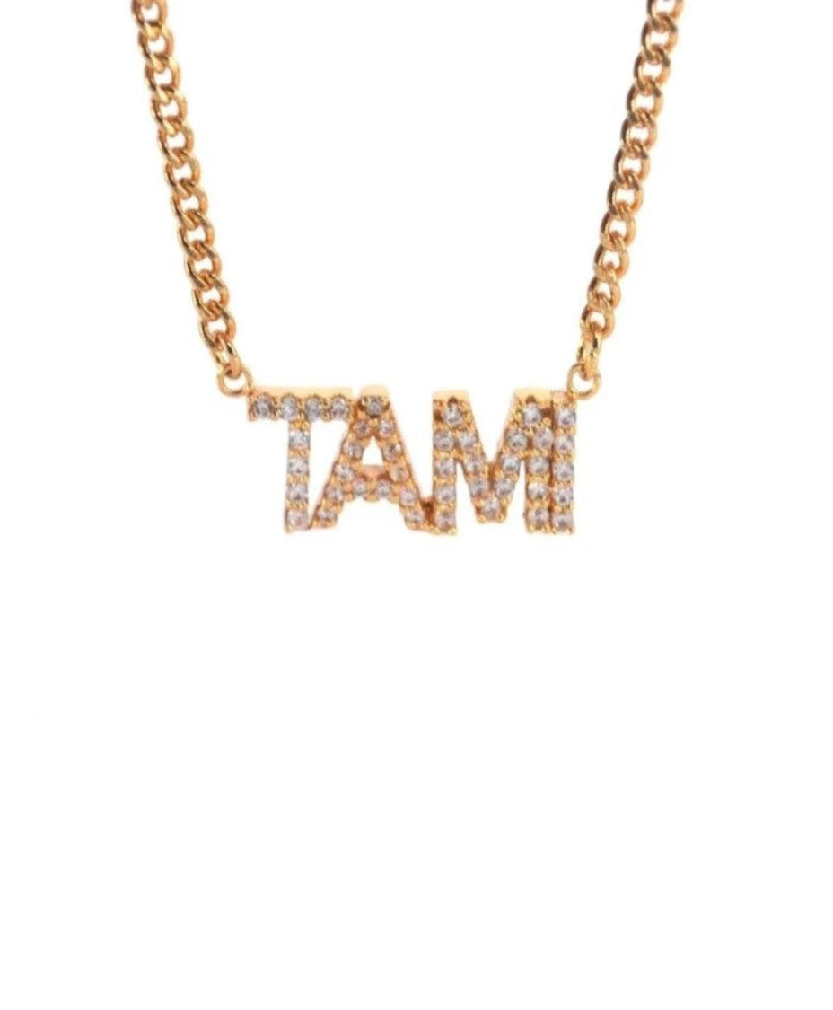 Link Chain Crystal Name Necklace 18k Gold Plated (Personalized) 1 41cm