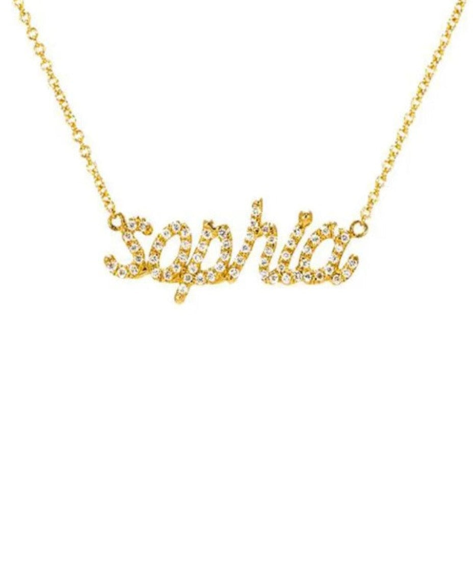 Crystal Letter Name Necklace 18k Gold Plated (Personalized) Gold