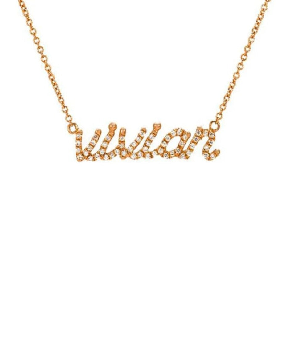 Crystal Letter Name Necklace 18k Gold Plated (Personalized) Rose Gold