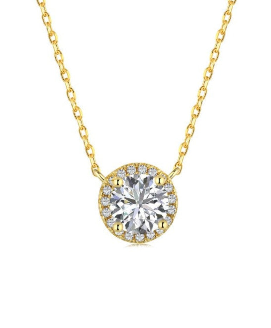 Avery Solitaire Necklace Gold One-Size