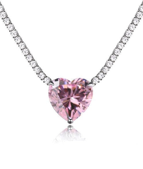 Simona Tennis Heart Necklace Pink One-Size