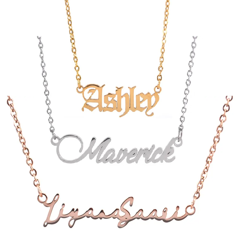 Linear Name Necklace 18k Gold Plated (Personalized)